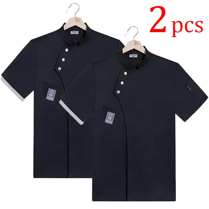 Catering Cooking White Shirt Restaurant Kitchen Chef T-shirt Baker Work Uniform Waiter Hotel Clothes Cook Jacket Cafe Overalls
