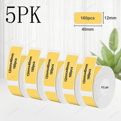 Termiska Etikettrullar P15 – Kompatibla med Marklife P15 P12 Phomemo D30 DELI Q2 – Vit Rosa Gul Blå Transparent Kabel 3/5/10-pack 2026