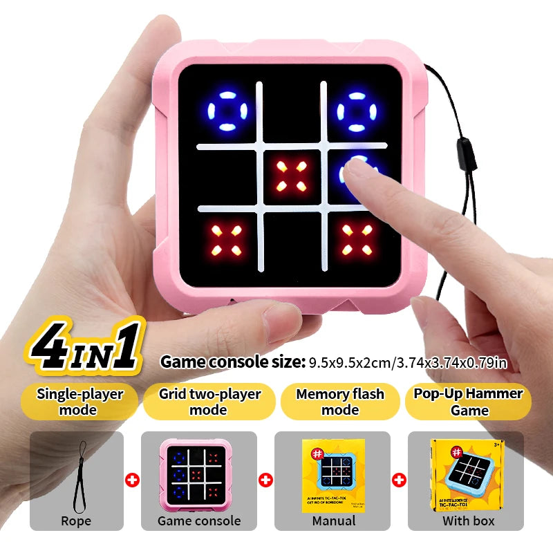 Handheld Electronic Tic Tac Toe Game Portable Logic Board Game for Kids Adults Travel Brain Training Two Player Thinking Toy
