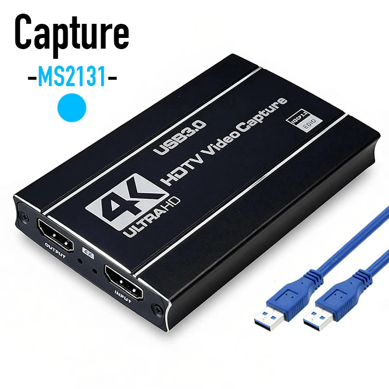 MS2131 Capture Card USB 3.0 – 1080p/60Hz HDMI Videoinspelning för PS4/5, Xbox & OBS Streaming