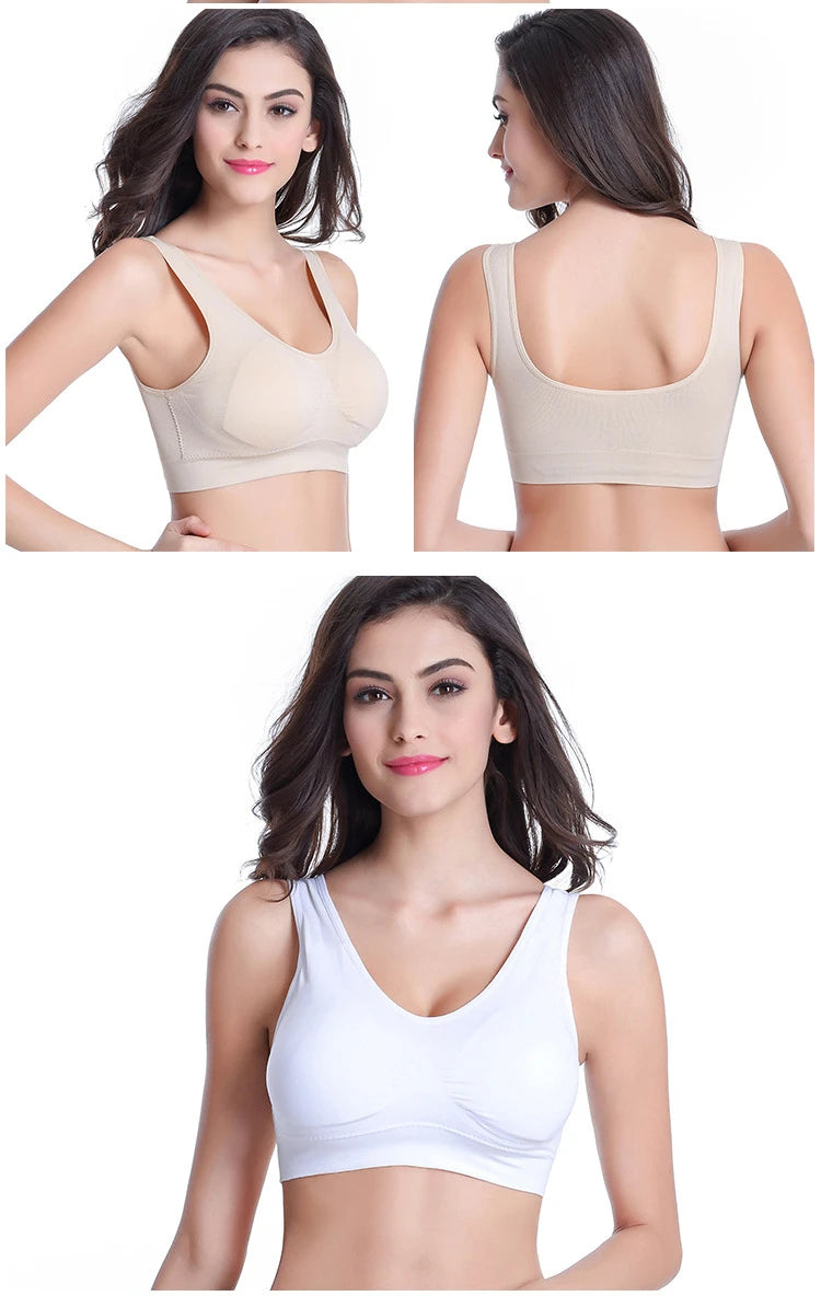 3PCS/lot Hollow out Breathable Sports Bra With Pad Plus Size Seamless Vest For Women Active Wirefree Brassiere Push Up Bra S-6XL