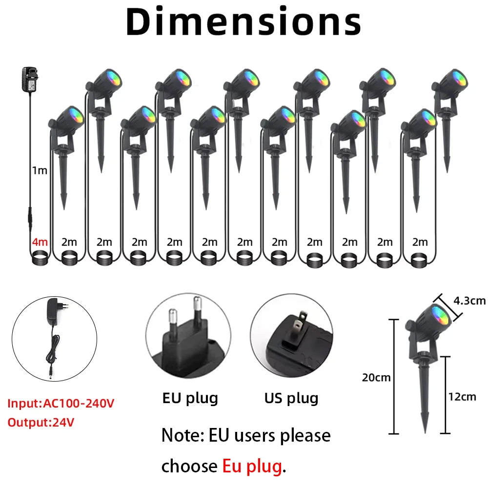 Smart Utomhusspot Trädgård – App & Fjärr, RGB/Varmvit, IP65, 16 Milj Färger, 4/6/12-pack, EU/US