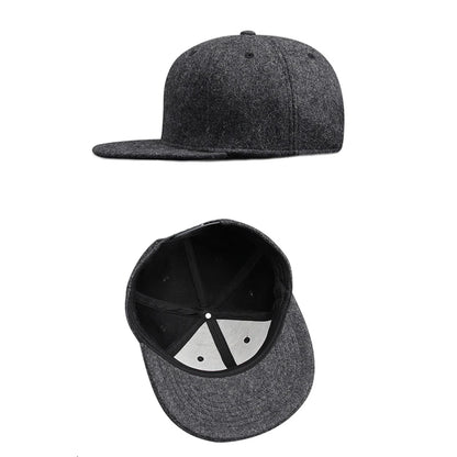 Woolen Winter Full Closed Fitted Cap Hat New York Size Trucker Men Bill Hip Hop Solid Baseball Blank Flat Visor Brim Era