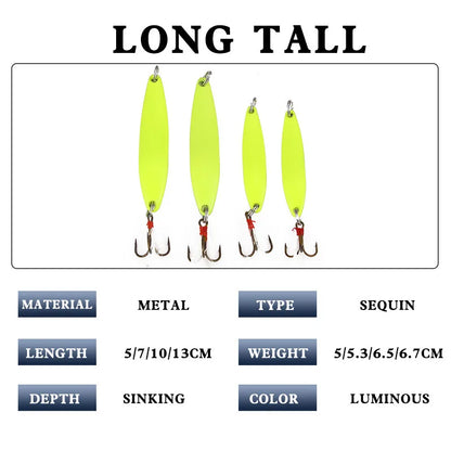 1pcs 5g 7g 10g 13g Luminous Fishing Spinner Spoon Lure Hard Bait with Feather For Bass Sea Lures Wobbles Fishing Accessories