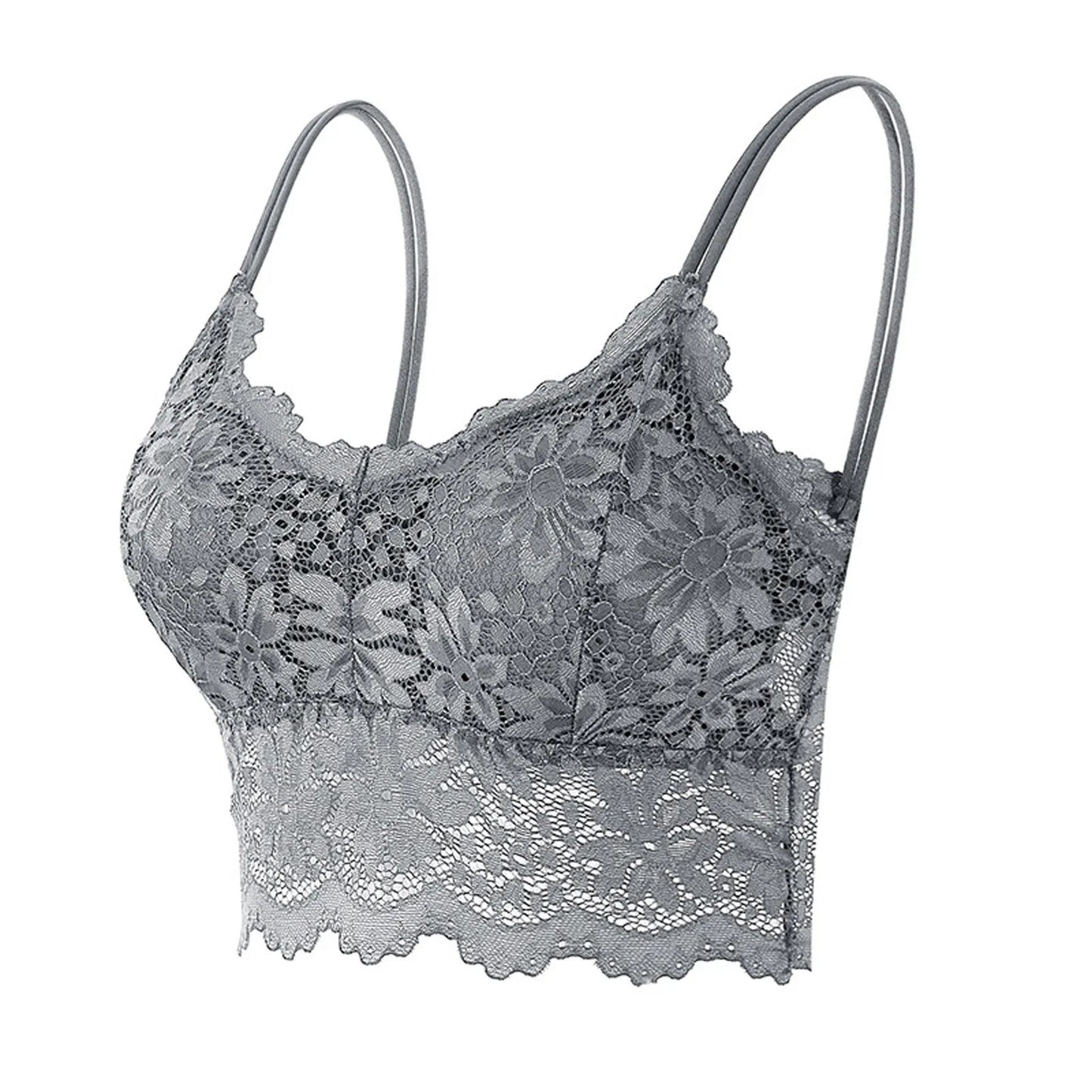 Sexy Strapless Floral Lace Bra For Women Plus Size Comfort Wireless Bras Padded Top Bra For Women High Elastic No Steel Ring Bra