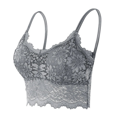 Sexy Strapless Floral Lace Bra For Women Plus Size Comfort Wireless Bras Padded Top Bra For Women High Elastic No Steel Ring Bra