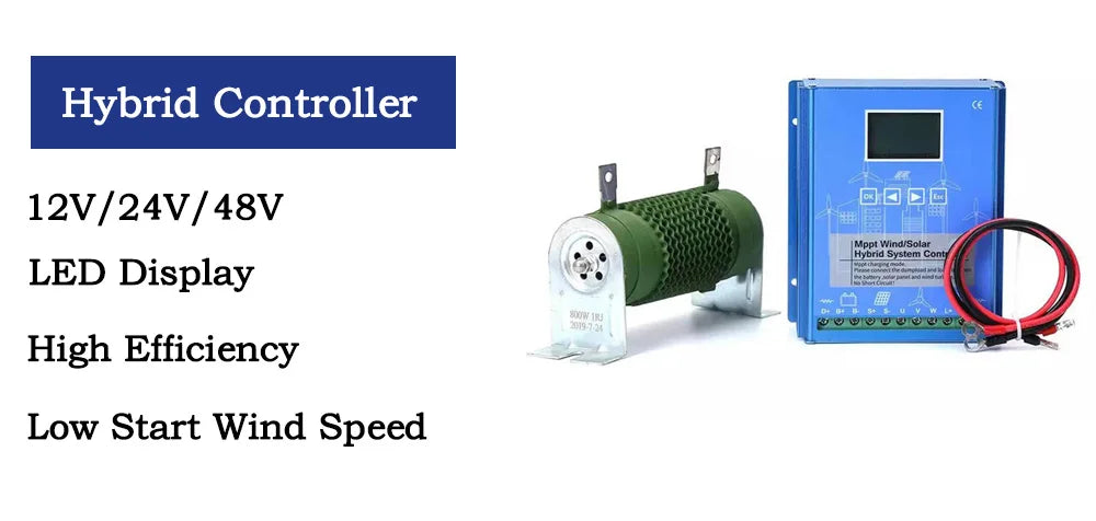 Vindturbin 5kW/8kW/10kW 2 Blad 12V/24V/48V – Off-Grid System MPPT Hybrid Inverter Hushåll Lantgård, Grön/Lila/Vit