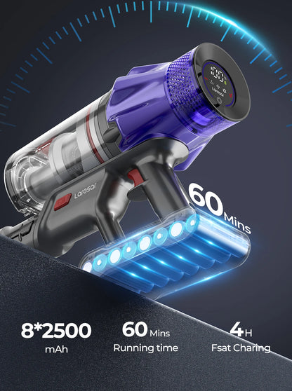 Laresar V7 Trådlös Dammsugare – 500W, 50kPa, 60 min Batteritid och Väggmonterad Laddstation