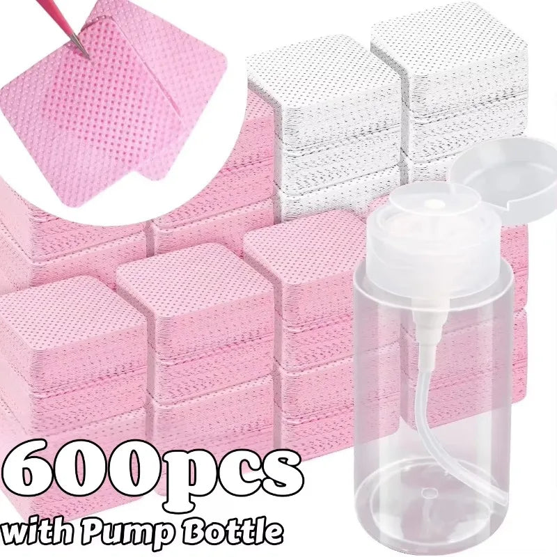 20/600pcs Lint-Free Gel Nail Wipes Aluminum-Free Cleansing Tissues Nail Polish Remover Pads for NaiArt Beauty Nail Cleaning Care