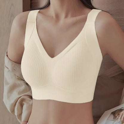 3Pcs/Set Women's Push-Up Bra Non-wire Lift Bra Seamless Underwear V-Neck Ribbed Bralette Plus Size Sexy Lingerie M-4XL Intimates