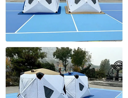 Fully Automatic Winter Ice Fishing Tent with Chimney Hole, Transparent Window, Quick Opening, Portable