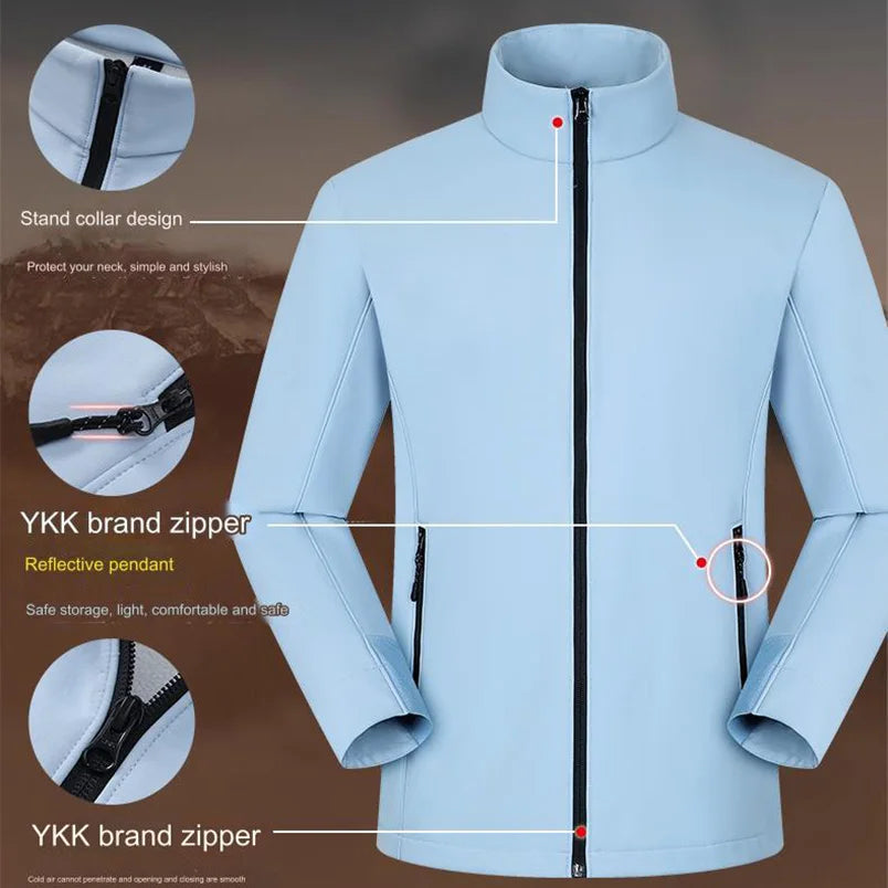customized logo Men's Tactical Jackets Softshell Lightweight Coats with Pockets Water Resistant Outdoor Hiking couple top C2407