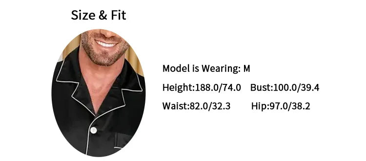 Pyjamasset herr med satinkänsla – kortärmad skjorta och shorts, S–XL
