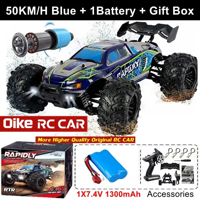 Oike RC Drift Car With LED Light 50KM/H / 80KM/H Brushless 4WD Remote Control Electric High Speed Racing Monster Truck for Adult