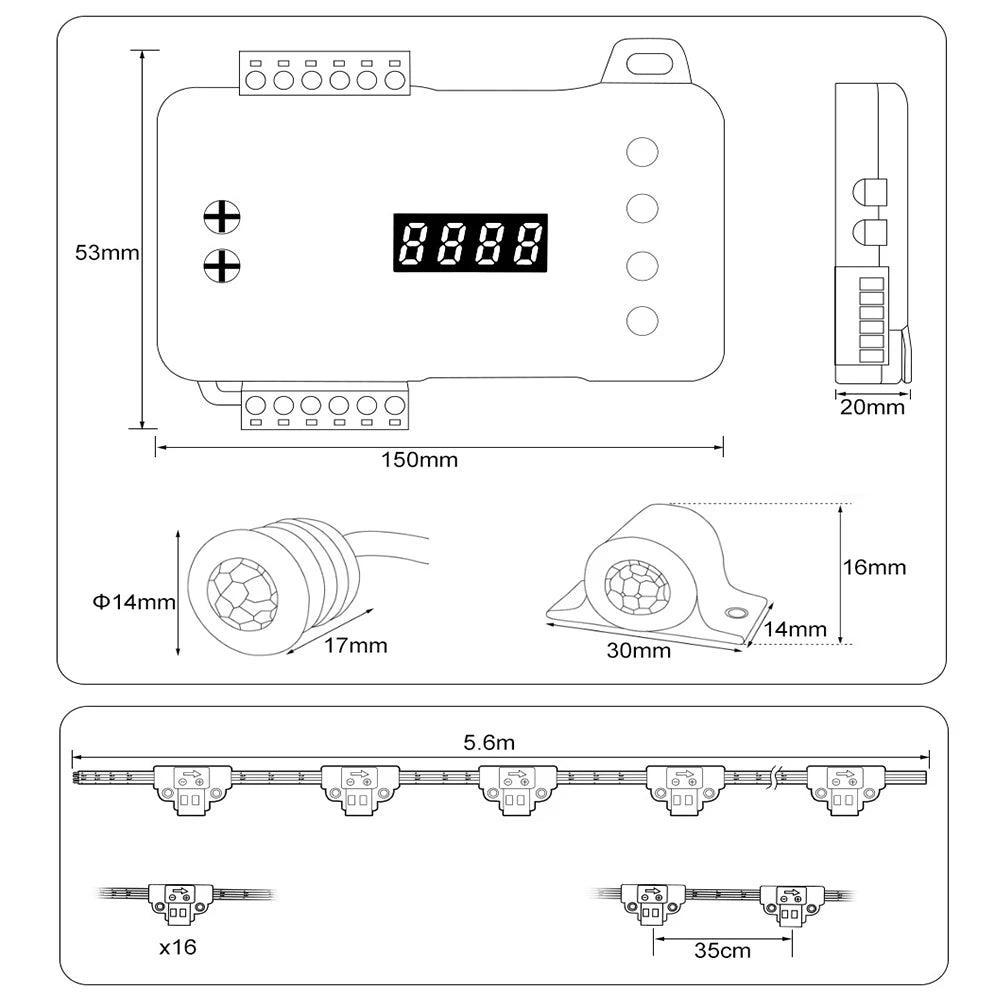 LED Trappbelysning med Rörelsesensor – COB LED, 24V, 1–40 Steg, 3 Ljusfärger, Transformator Ingår