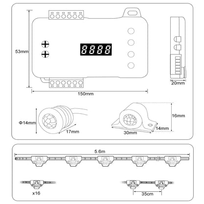 LED Trappbelysning med Rörelsesensor – COB LED, 24V, 1–40 Steg, 3 Ljusfärger, Transformator Ingår