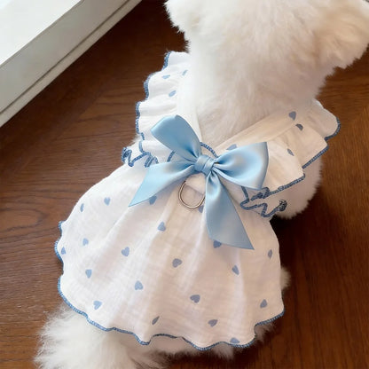 Cat Summer Dress Anti Shedding Thin Pet Clothes Leash D Ring Breathable Kitten Small Dog Puppy Cute Ragdoll Style Princess Skirt