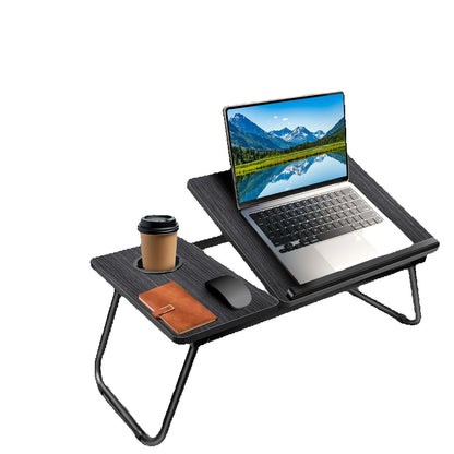 Laptop Table 5-step height adjustable laptop table for bed with folding table legs Cup holder reading stand laptop holder breakfast tray and bookend