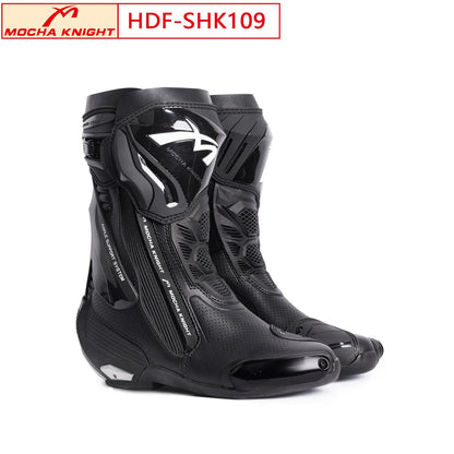 Crossstövlar MOCHA KNIGHT SH109 – perforerade sommarstövlar i läder, unisex 35–46