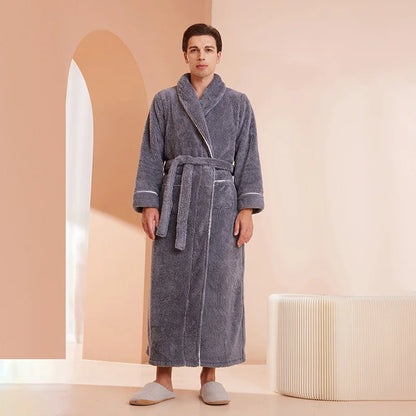 Female Autumn and Winter Warm Long Flannel Thick Couple Bath Bathrobes Men Women Pajamas Shower Robe Bath Towels For Adults