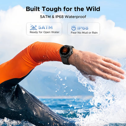 DOOGEE ANYMOVING M1 PRO Smart Watch 1.5" AMOLED Dual Band GPS Smart Watch with Offline Maps 170+ Sports Modes Fitness Watch 15-Day Battery AI Voice Assistant 5ATM Waterproof Outdoor GPS Watch