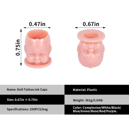 50/100/200pcs Plastic Disposable Tattoo Ink Cups With Base Pigment Clear Holder Container Cap Tattoo Accessory Permanent Makeup