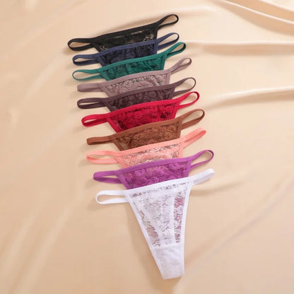 3Pcs/Set Sexy Lace Floral Panties For Women Solid Color Transparent Underwear Female Lace Perspective Hollow Out G-string Thongs