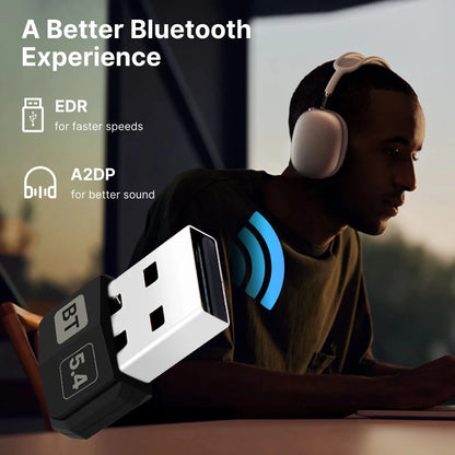 USB Bluetooth 5.4 Wireless Adapter Bluetooth 5.3 Dongle Adapter for PC Laptop Wireless Speaker Audio Receiver USB Transmitter