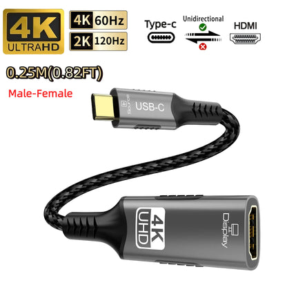 8K@60Hz 8K USB C to HDMI 2.1 Cable Adapter Type C to HDMI Cable for Thunderbolt 3 Compatible with MacBook Pro IPad pro Laptop