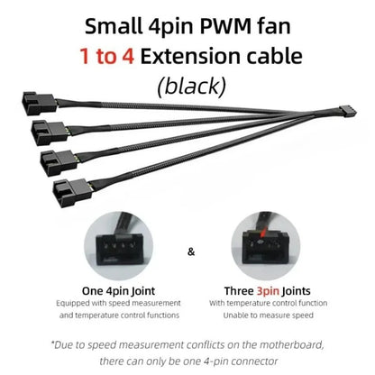 4-pin PWM-fläktsplitter 26 cm – 1 till 1, 2, 3 eller 4