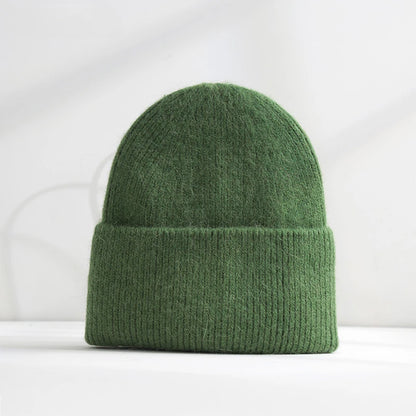 Fluffy Angora Hat Rabbit Fur Warm Winter hat For Womans Cashmere Wool Soft Beanies Blue Knitted Hat Outdoor Ski Female