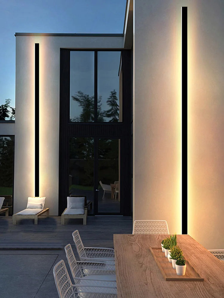 Minimalistisk LED Vägglampa Utomhus – IP65, Svart, 60–200CM, Varmvit/Neutral/Kallvit, Dimbar Fjärr