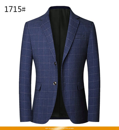 Herr Slim Fit Blazer – Rutig Strükfri Kavaj för Business Casual, Vår & Höst, 3 Färger