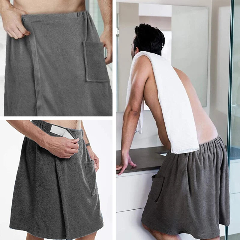 YOMDID Men Soft Wearable Bath Towel With Pocket Bathrobes Shower Wrap Sauna Gym Swimming Holiday Spa Beach Towel Toalla De Playa