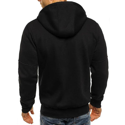Herr Zip-up Hoodie med Fickor & Eget Tryck – Tunn, Japan-stil | M–4XL