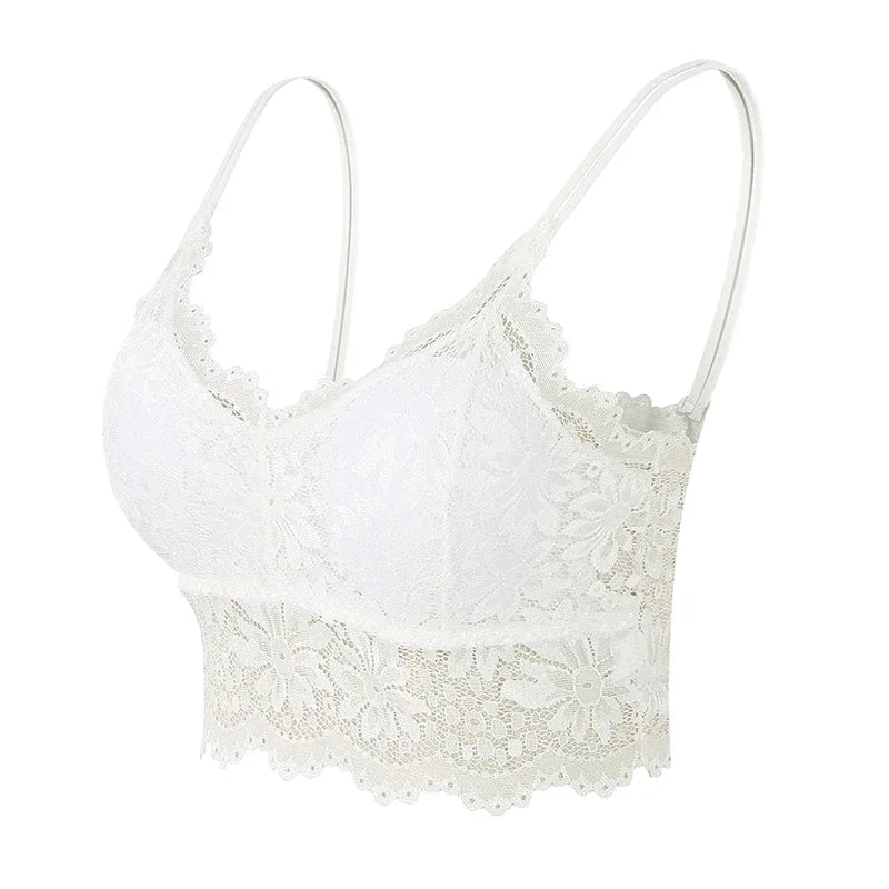 New Women Lace Bras Spring Summer Thin Outside Camisole Solid Underwear Female Hollow Out Vest Bralette Sexy Lingerie Bra