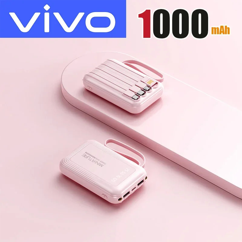 VIVO New 50000mAh Capacity Power Bank Fast Charging Mini 4 Cables Portable External Battery Type C For iPhone Samsung Android