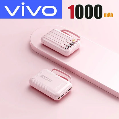 VIVO New 50000mAh Capacity Power Bank Fast Charging Mini 4 Cables Portable External Battery Type C For iPhone Samsung Android