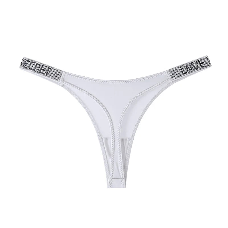 Lågskurna sexiga trosor med strass och bokstäver G-string sporttstring S-XL
