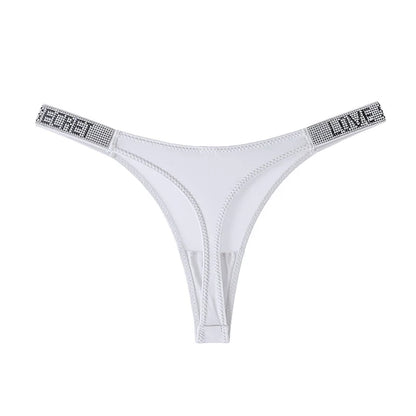 Lågskurna sexiga trosor med strass och bokstäver G-string sporttstring S-XL