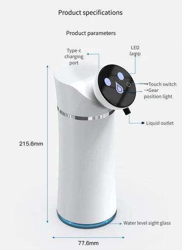 USB Rechargeable Automatic Foam Soap Dispenser Infrared Sensor 3 Speed Adjustable Touchless Hand Wash Pump for Bathroom Kitchen