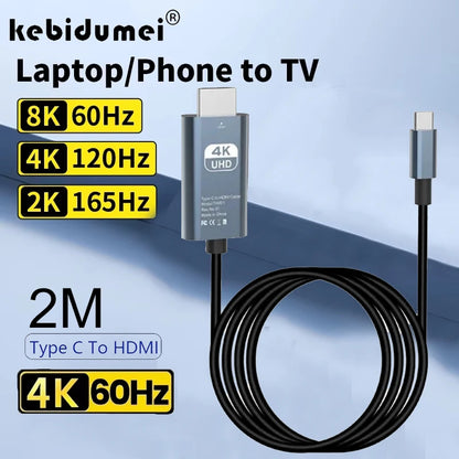 USB-C till HDMI-kabel 2 m – välj 4K 30 Hz eller 60 Hz