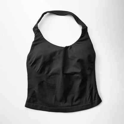 NCLAGEN Impact Halter Top Women Open Back Seamless Longline Tank Padded Yoga Fitness Workout Running Activewear Clothes