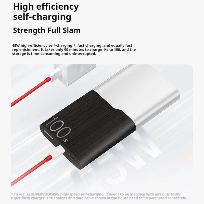 100% Original OnePlus 12000mAh SUPERVOOC Power Bank 100W Fast Charging Portable High Capacity Lightweight Mobile Phone Charger