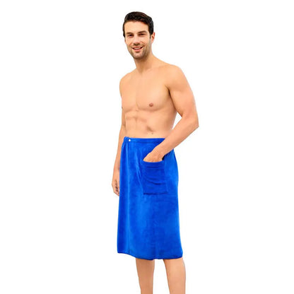 Men's Bath Robe Thickened Ultra-fine Fiber Absorbent One-piece Hotel Towel with Buckle Beach Skirt for Adults in Various Colors