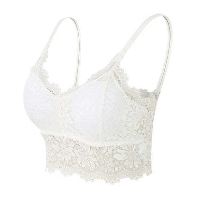 Sexy Strapless Floral Lace Bra For Women Plus Size Comfort Wireless Bras Padded Top Bra For Women High Elastic No Steel Ring Bra