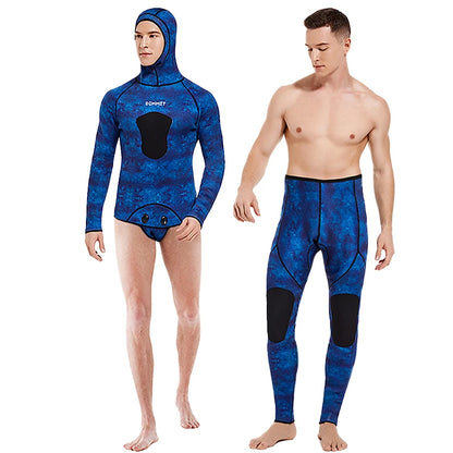 HOT 3mm Camouflage Wetsuit Long Sleeve Fission Neoprene Submersible Diving for Men Keep Warm Tops and Pants 2-pieces Sun Protect