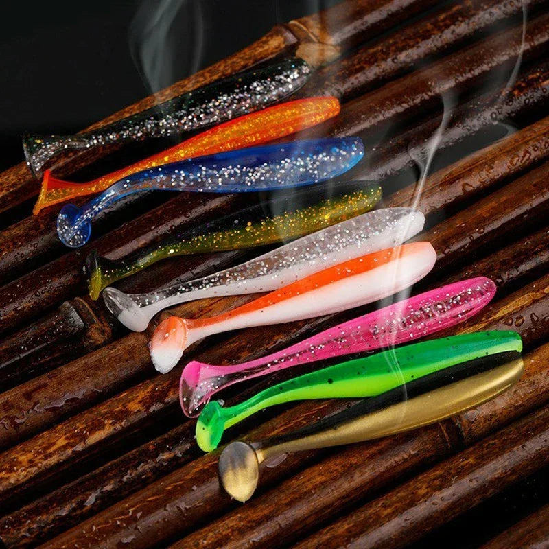 10pcs/Lot Fishing Lure T Tail Worm Soft Bait Jigging Wobblers Tackle Bass Pike Artificial Silicone Swimbait 55mm 70/90mm 120mm