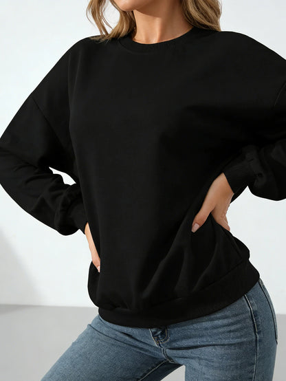 Women's Pullover Round-Neck Trendy Casual Sports Hoodie Top Base Layer Shirt, Versatile, Fashionable Round-Neck Hoodie