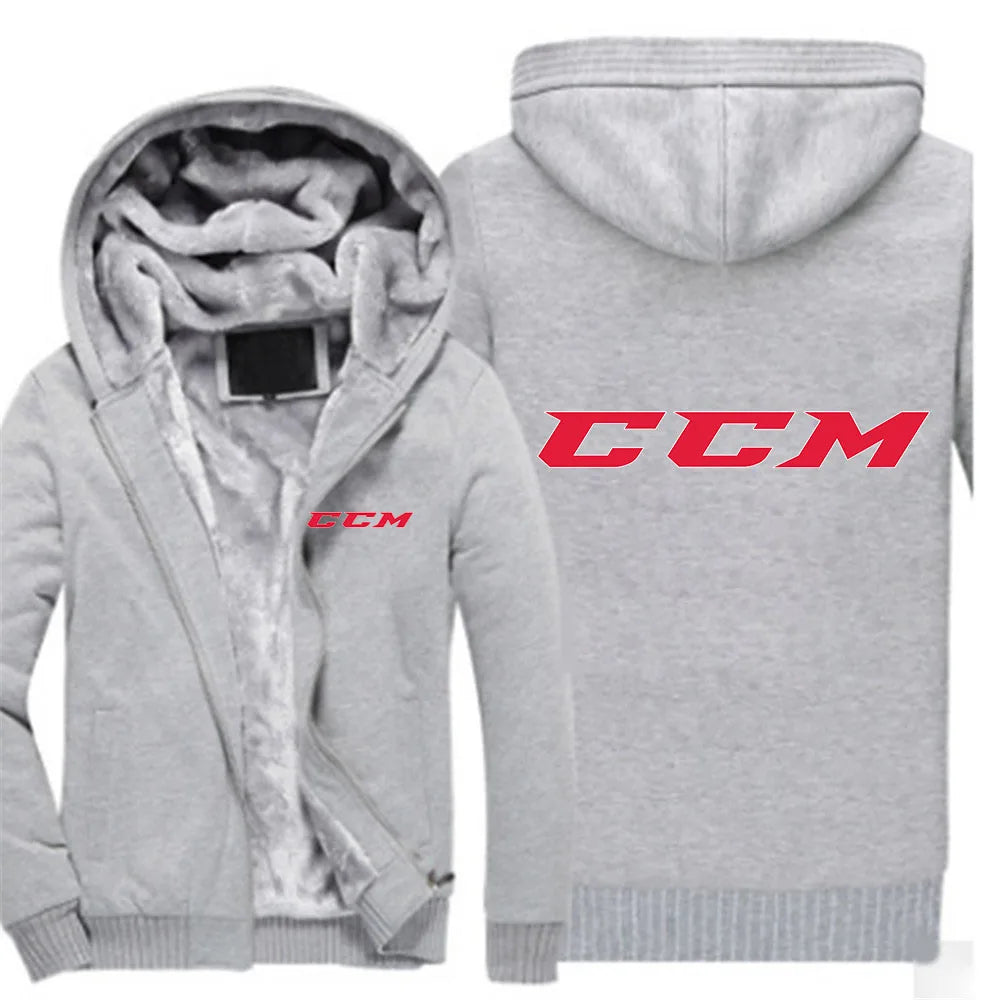 CCM Vinterhoodie Herr – Tjock fleece, dragkedja, solid färg, varm & bekväm, S–5XL, 12 färger